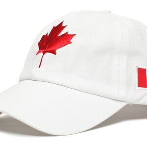Canada Dad Hat Embroidered Canadian Maple Leaf Cap Flag Unisex Adult White